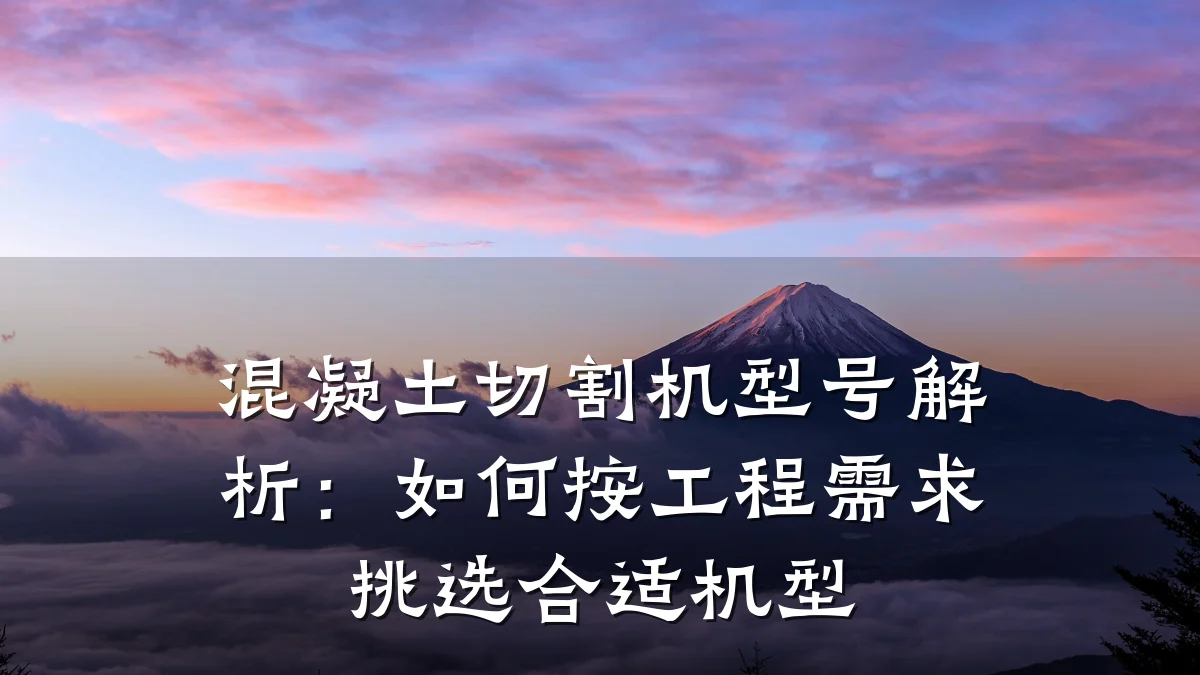 混凝土切割机型号解析：如何按工程需求挑选合适机型