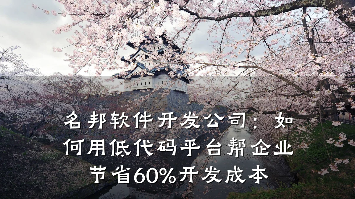 名邦软件开发公司:如何用低代码平台帮企业节省60%开发成本